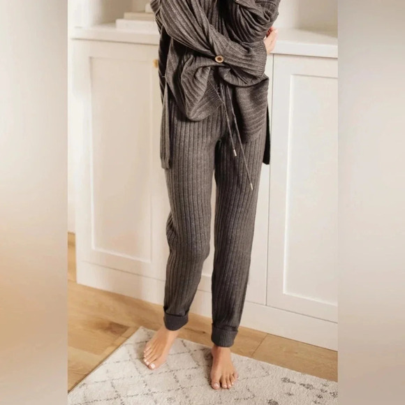 Free People Around the Clock 2 Piece Set Sweater Tunic (XS) +Joggers (S)Charcoal - Picture 3 of 16